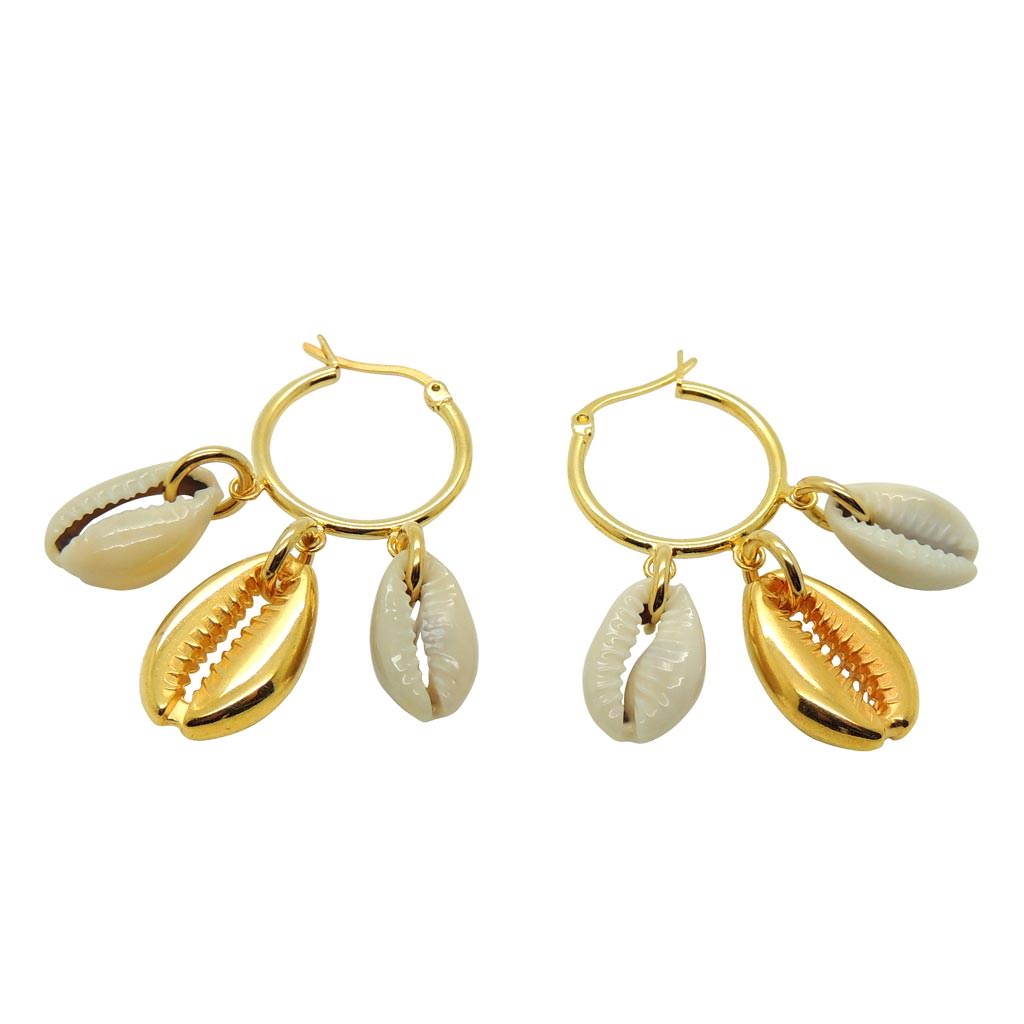 Dana Levy Midas Seashell Charm Trio Mini Hoop Earrings 