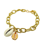 Dana Levy Midas Cowrie Shell Charm Duo Woven Ankle Chain - Gold