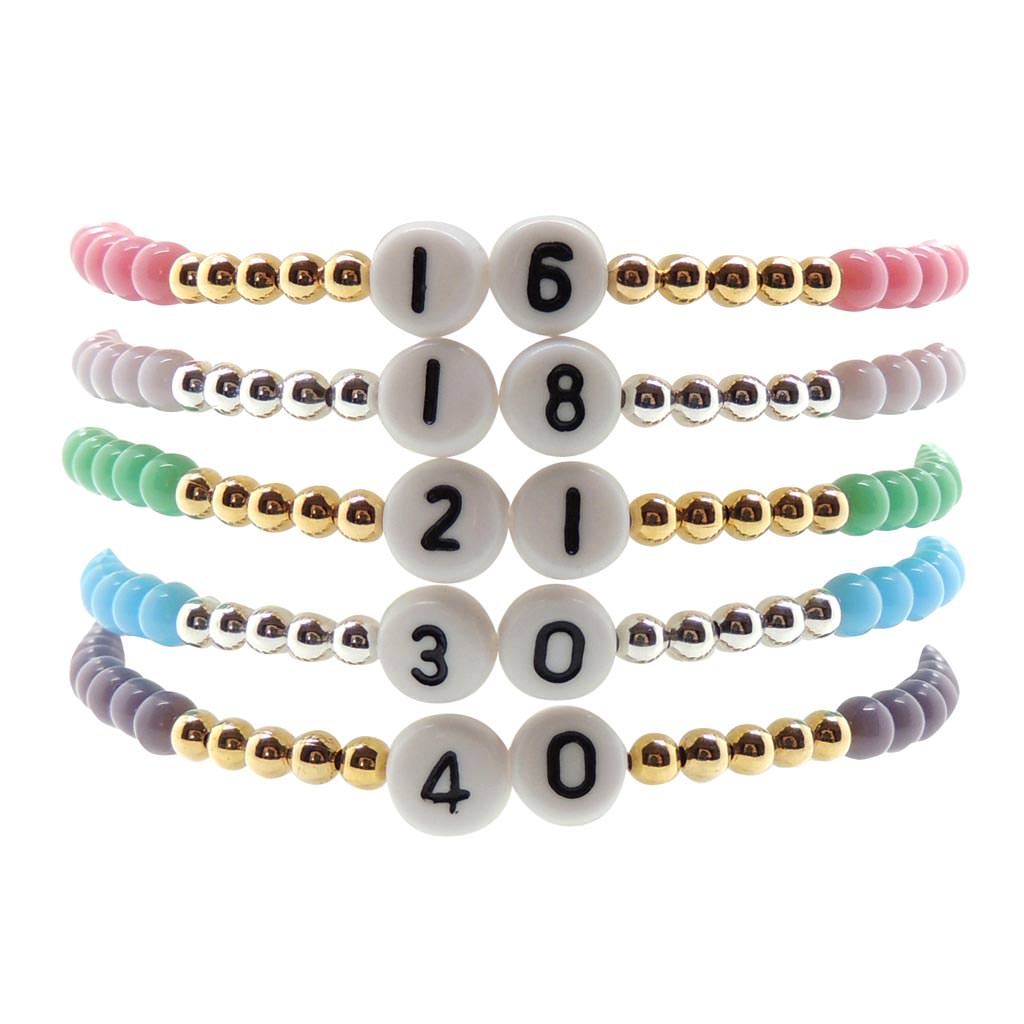 Dana Levy Men's Milestone Number Glass Bead Bracelet - Various Stacked