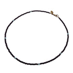 Dana Levy Mini Evil Eye Charm Glass Bead Necklace - Turquoise Evil Eye Black Rocaille Beads