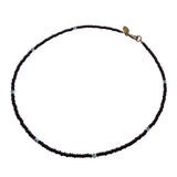 Dana Levy Mini Evil Eye Charm Glass Bead Necklace - Turquoise Evil Eye Black Rocaille Beads
