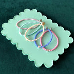 Dana Levy Mini Heart Charm Glass Bead Bracelet - Pastels Green Scallop