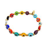 Dana Levy Mini Multicolour Evil Eye Charm Bracelet - Gold Plate
