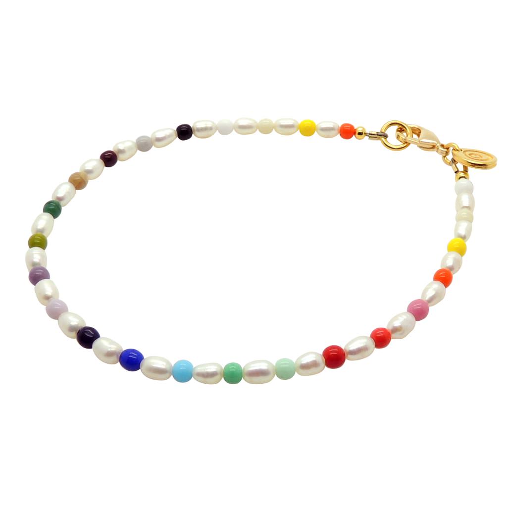 Dana Levy Mini Rice Freshwater Pearl Rainbow Bead Anklet