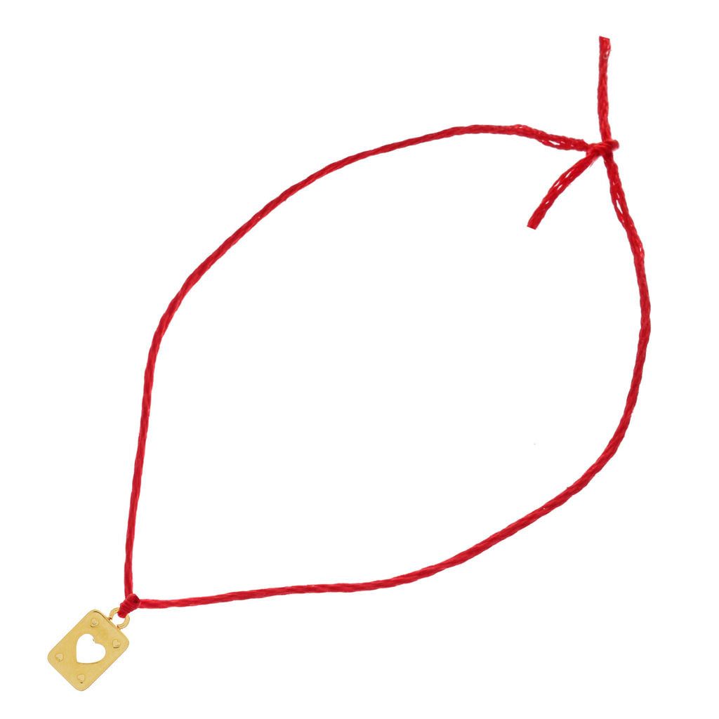 Dana Levy Mini Playing Card Charm Red String Bracelet -  Heart