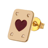 Dana Levy Mini Playing Card Stud Earrings -  Red Heart