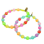 Dana Levy Mini Rainbow Smiley Charm Faceted Glass Bead Bracelet - Olive Green / Sky Blue