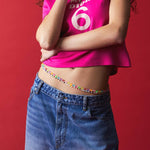 Dana Levy Multicolour Mini Smiley Charm Freshwater Pearl Belly Chain - Paired With Rainbow Pearl Belly Chain