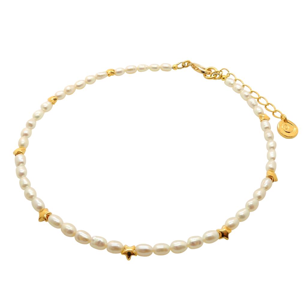Dana Levy Star Charm Pearl Choker - Gold Stars