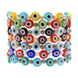 Dana Levy Two Tone Mini Glass Evil Eye Charm Bracelet - Group Stack