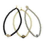 Dana Levy Multicolour Mini Peace Symbol Charm Glass Bead Bracelet - White / Gold, Black / Gold, White / Black