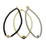 Dana Levy Multicolour Mini Peace Symbol Charm Glass Bead Bracelet - White / Gold, Black / Gold, White / Black