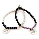Dana Levy Moon & Stars Charm Glass Bead Bracelet -  Ant. Silver x2