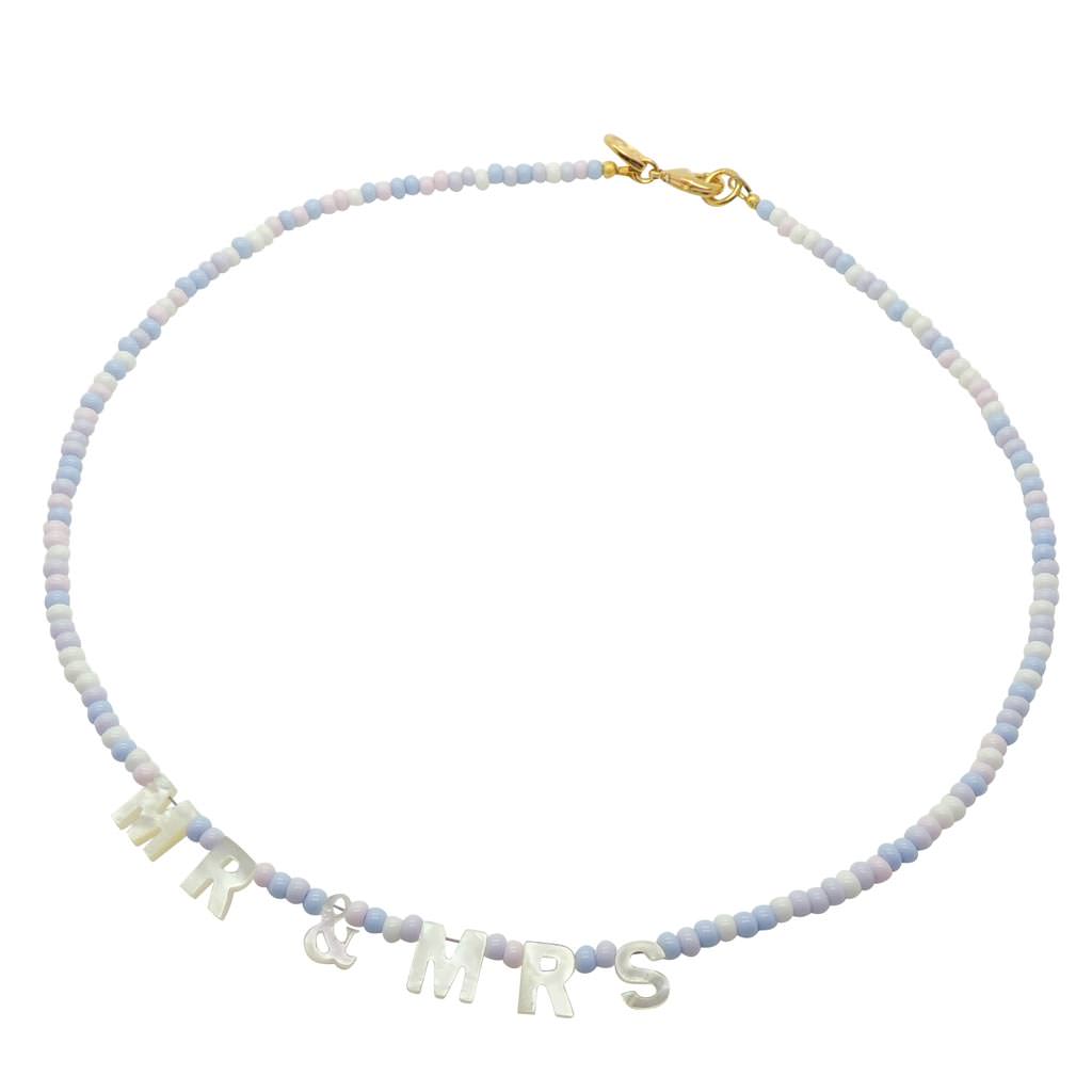 Dana Levy Mother of Pearl Shell Mr & Mrs Glass Bead Mix Necklace - Pastel Mixe