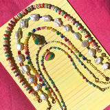Dana Levy Freshwater Pearl Charm Rainbow Beaded Choker - Rainbow Pearl Necklaces Stack