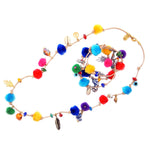 Dana Levy Rainbow Pompom Lucky Charms Leather Cord Bracelet - Open and Closed