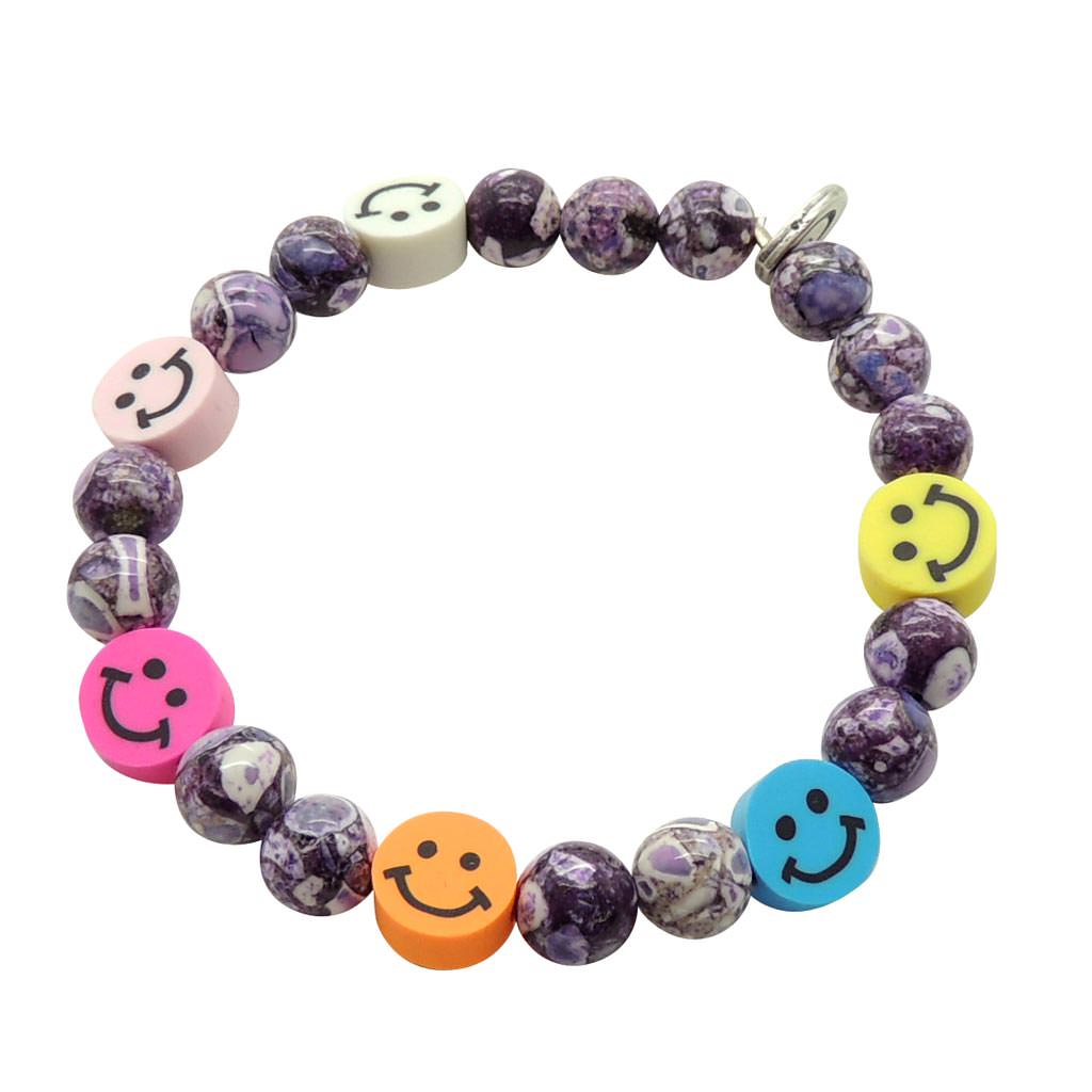 Dana Levy Multicolour Smiley Charm Tie Dye Gemstone Bead Bracelet - Purple 