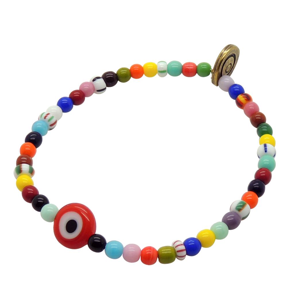 Dana Levy Multicolour Evil Eye Charm Balagan Glass Bead Bracelet - Red Evil Eye