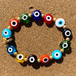 Dana Levy Multicolour Evil Eye Charm Bracelet - Gold Plate on Sand
