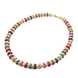 Dana Levy Multicolour Howlite Gemstone Wave Freshwater Pearl Necklace - Gold Plate