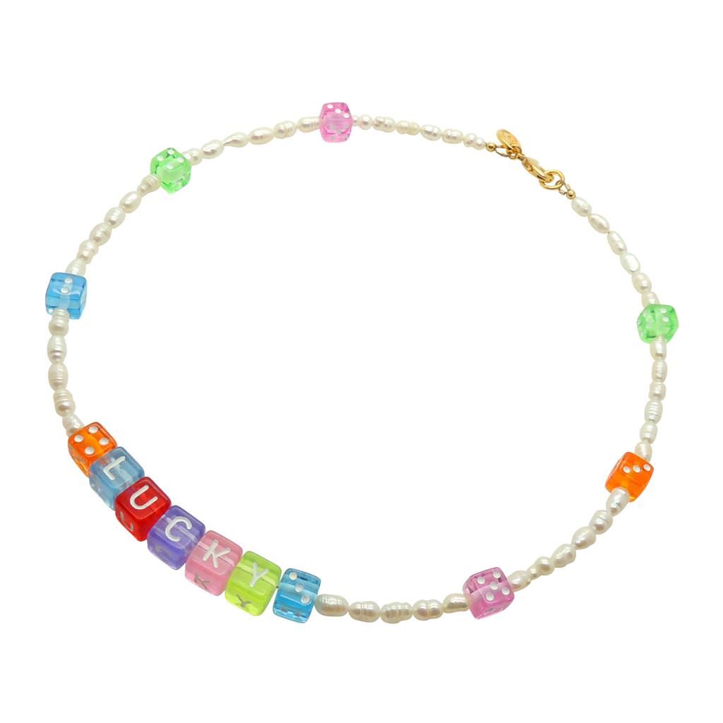 Dana Levy Lucky Dice Charm Freshwater Pearl Necklace - Multicolour 