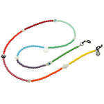 Dana Levy Mother of Pearl Lucky Charms Rainbow Beaded Glasses Chain  - Antique Silver Plate