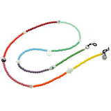 Dana Levy Mother of Pearl Lucky Charms Rainbow Beaded Glasses Chain  - Antique Silver Plate
