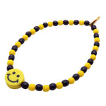 Dana Levy Multicolour Smiley Face Charm Dotty Glass Bead Bracelet- Yellow Smiley -Navy/Yellow