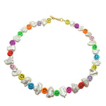 Dana Levy Multicolour Smiley Charm Freshwater Pearl Necklace