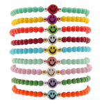 Dana Levy Multicolour Mini Smiley Symbol Charm Glass Bead Bracelet - Group Stack
