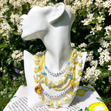 Dana Levy Smiley Charm Freshwater Pearl Choker - Yellow Necklace Stack Mannequin