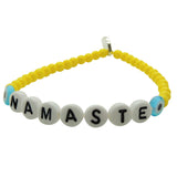 Dana Levy Namaste Hindi Hello Mens Glass Bead Bracelet White Yellow