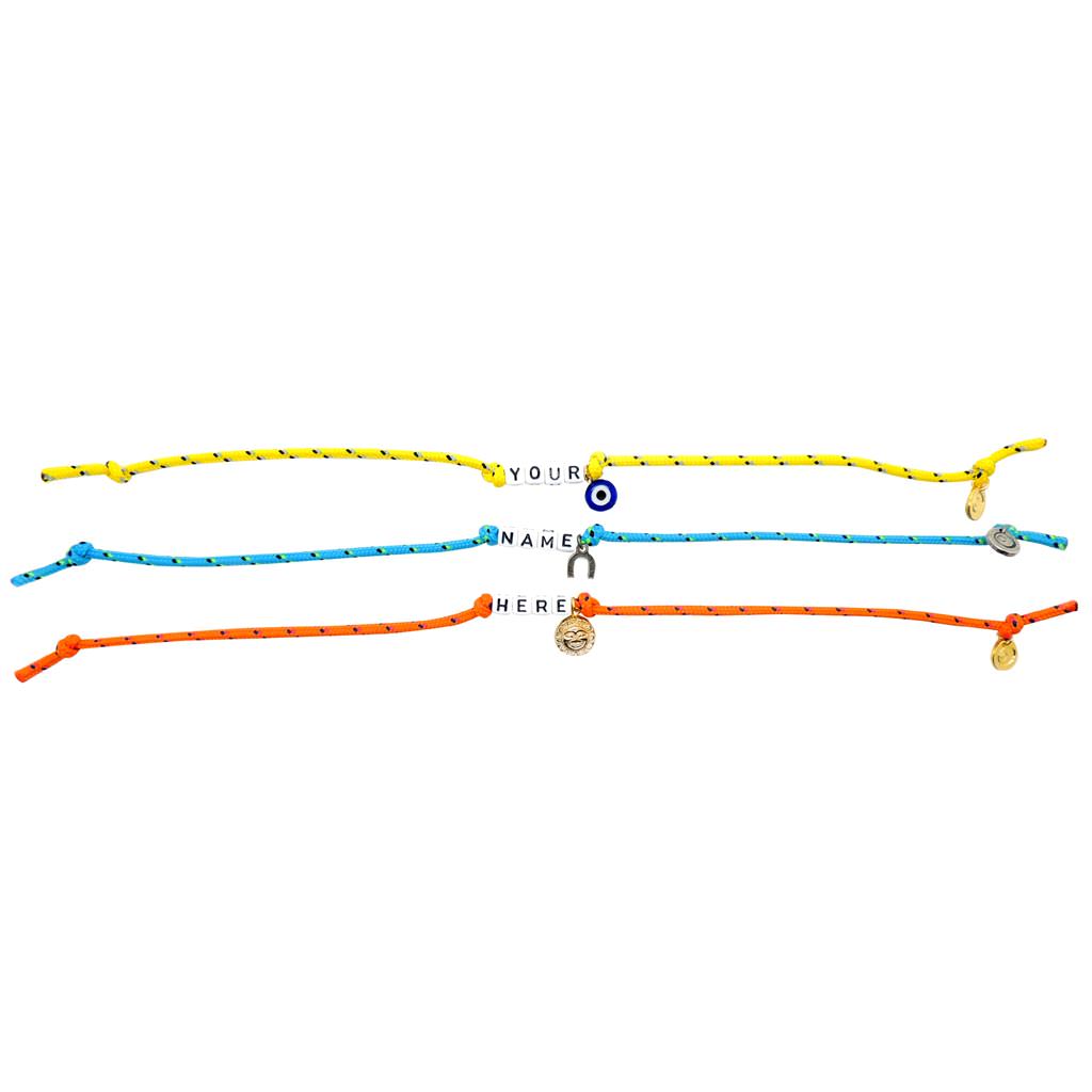 Dana Levy Men's Personalised Name Alphabet Cord Bracelet - Your Name Here Turquoise