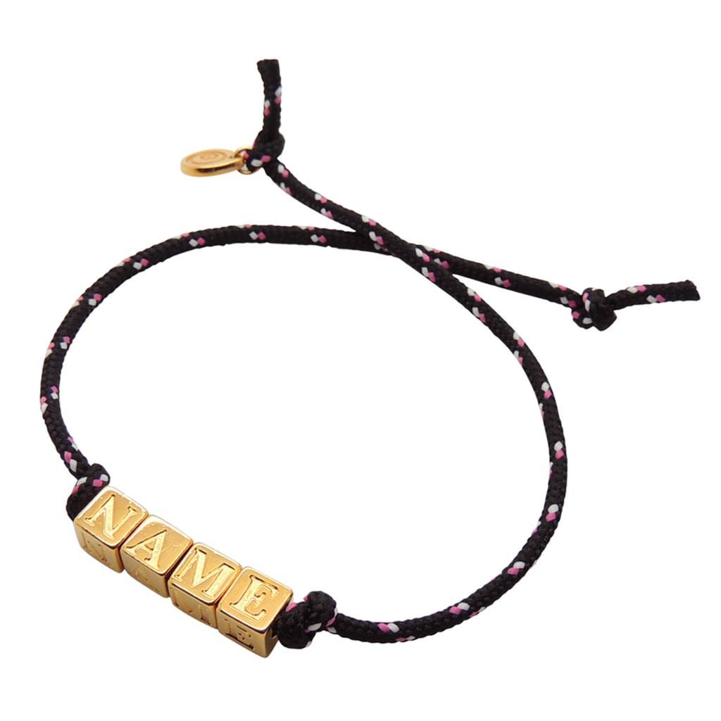 Dana Levy Spell It Out Personalised Alphabet Cube Nautical Cord Bracelet - Name Black Cord