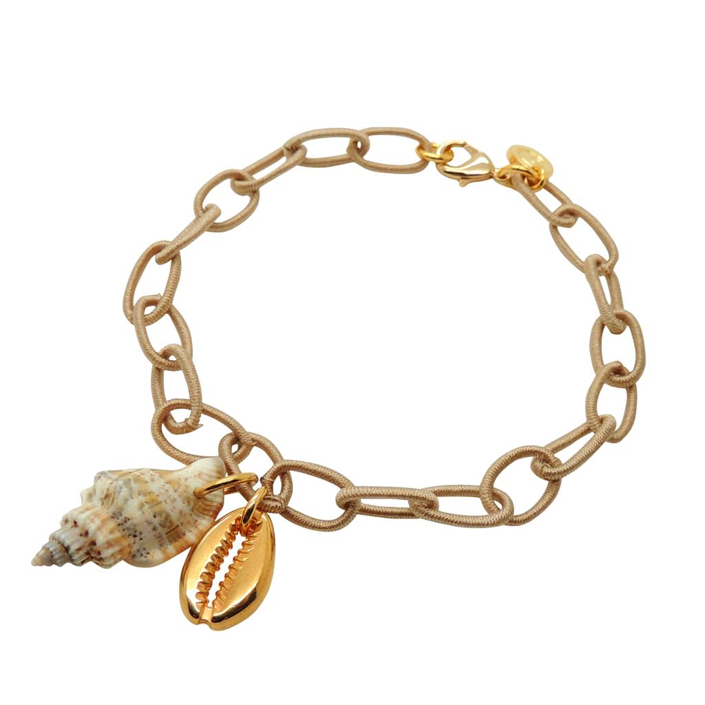 Dana Levy Conch Shell Charm Duo Woven Ankle Chain - Natural Chain