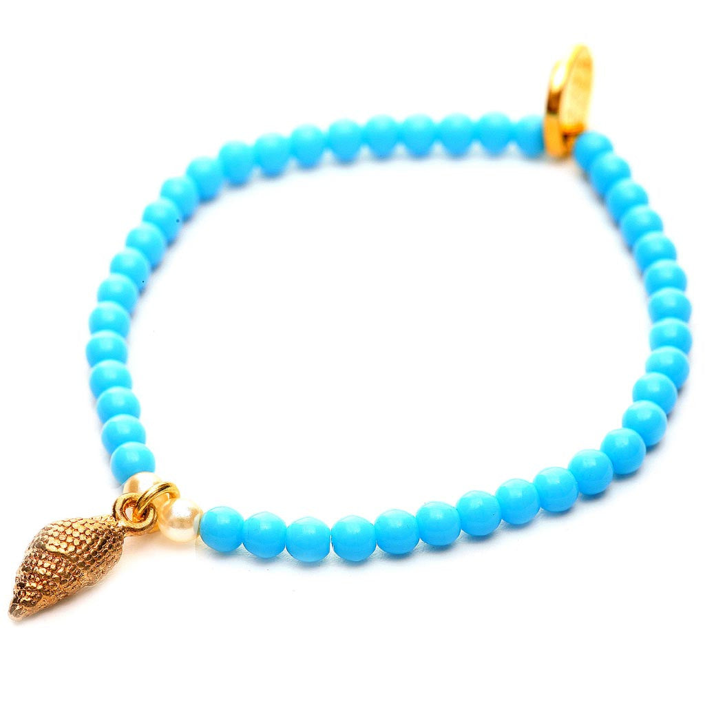 Dana Levy Nautilus Sea Shell Glass Bead Bracelet - Turquoise