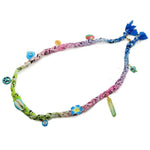 Dana Levy Beach Charms Bandana Braid Necklace - Blue/Lilac/Pink/Green - Turquoise Charms