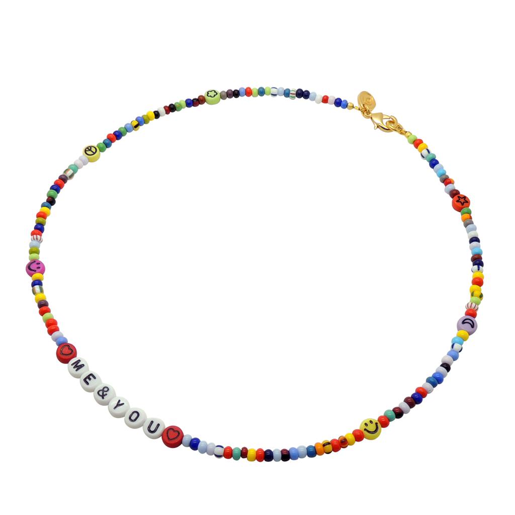 Dana Levy Personalised Name Balagan Glass Bead Necklace - Me&You White Letters