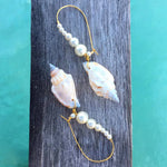 Dana Levy Conch Shell Charm Pearl Hoop Earrings - Gold Plate