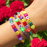 Dana Levy Limited Edition Multicolour Personalised Name Glass Bead Bracelet - Live Life in Colour