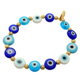 Dana Levy Ocean Blue Glass Evil Eye Charm Bracelet - Gold Plate