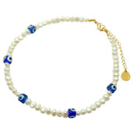 Dana Levy Ocean Blues Glass Evil Eye Rondelle Charms Freshwater Pearl Choker