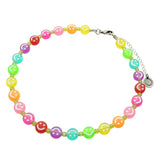 Dana Levy Maxi Ombre Rainbow Smiley Charm Faceted Glass Bead Choker - Olive