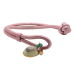Dana Levy Seashell Charm Metallic Double Leather Cord Bracelet - Metallic Pink Open