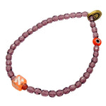 Dana LevyMulticolour Alef Bet Initial Evil Eye Charm Duo Faceted Glass Bead Bracelet - Orange A Amethyst