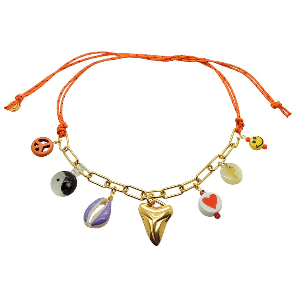 Dana Levy Treasure island Lucky Charms Nautical Cord Necklace - Orange