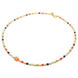 Dana Levy Multicolour Alef Bet Hebrew Initial Charm Freshwater Pearl Glass Crystal Bead Duo Necklace - Orange Chet Orange Red Spectrum