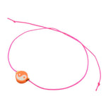 Dana Levy Men's Yin Yang Charm Cord Bracelet - Orange Yin Yang Charm / Neon Pink Cord