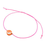 Dana Levy Men's Yin Yang Charm Cord Bracelet - Orange Yin Yang Charm / Neon Pink Cord
