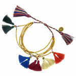 Dana Levy Multicolour Double Tassel Bead Drawstring Bracelet 